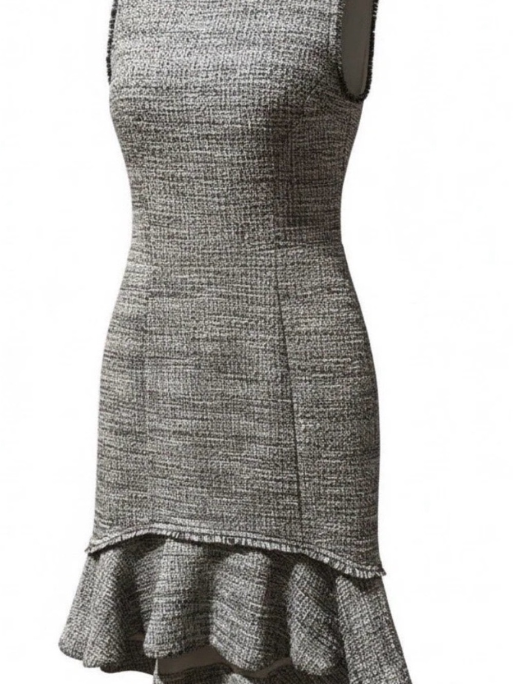 Banana Republic Gray Tweed Ruffle Dress